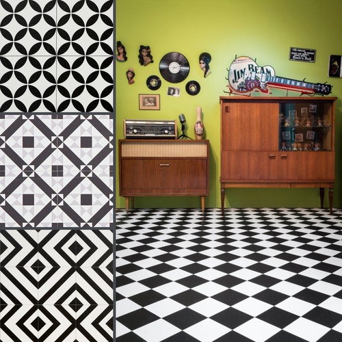 Geometric tile effect - tile, cushion